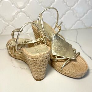 Tory Burch silver wedges diamond front new